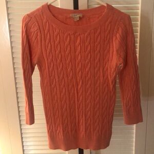Loft brand Size Small mid sleeve orange  color made of cotton sweater